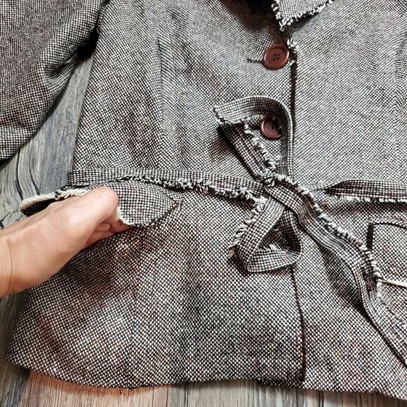 Trina Turk Women Size 8 Tan Houndstooth Blazer Preppy Classic Workwear Mod Style - Picture 3 of 9